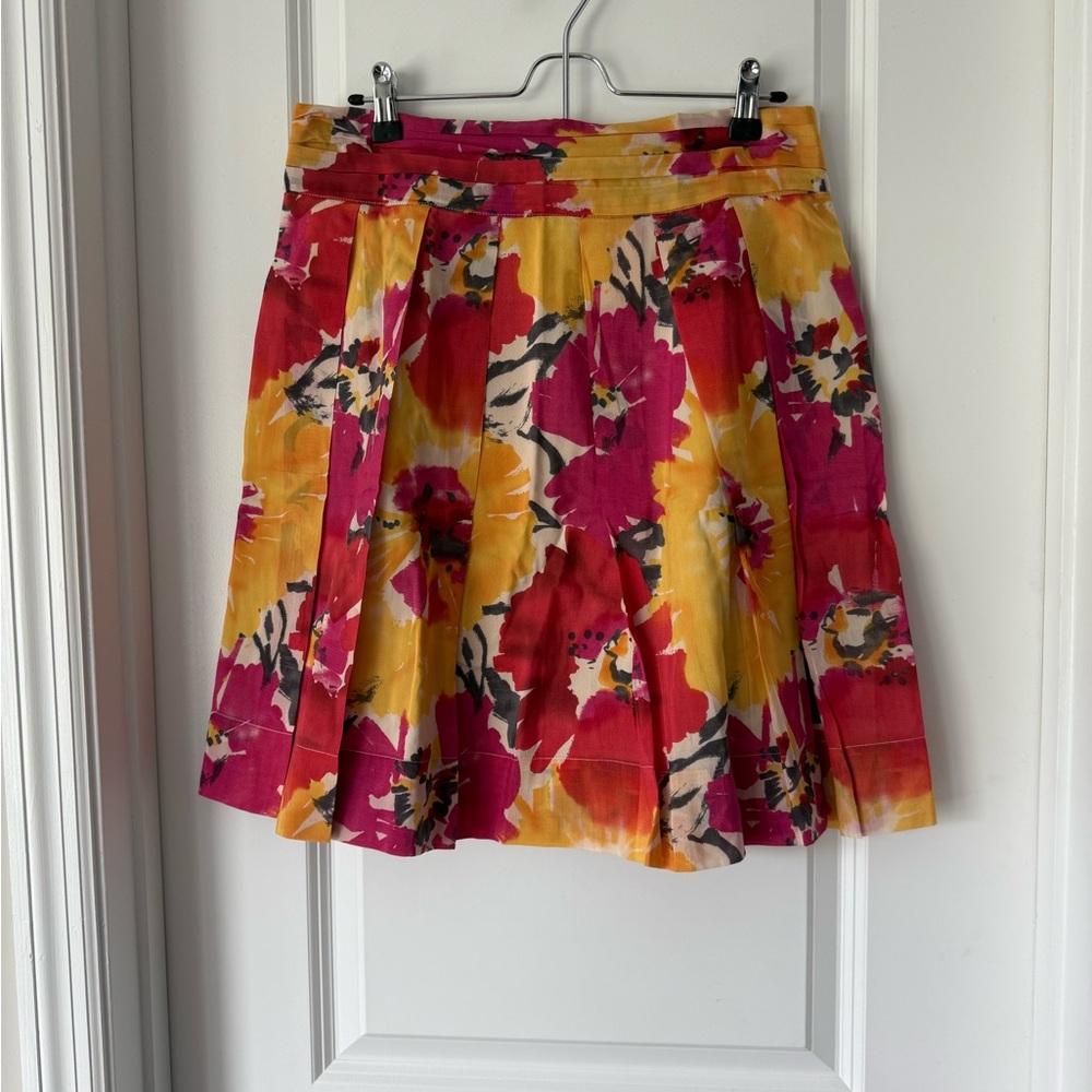 The Limited Pink and Yellow A-Line  Skirt Pleated Casual